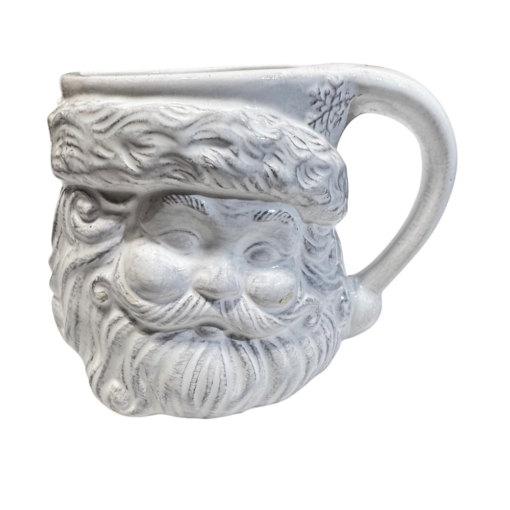 2020 White Glazed Rustic Ceramic 3D Santa Claus Mug